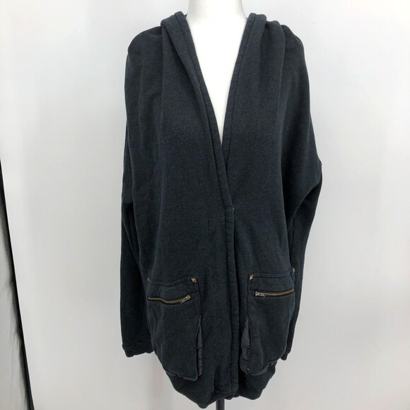 Wilfred Aritzia charcoal  grey Rousseau cocoon hooded cardigan zipper pockets - Picture 2 of 16